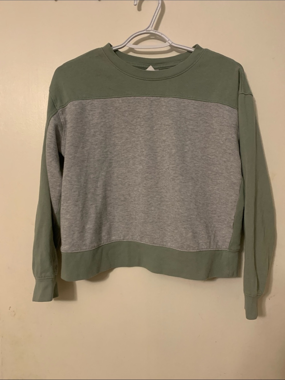 Athletic Works Green and Heather Gray Colorblock Crewneck Sweater